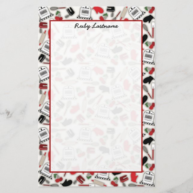 Vintage Glamour Kitchen Personalised Stationery (Front)