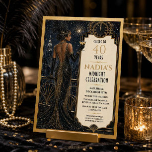 Vintage Glamour Roaring 20s Art Deco Birthday Invitation
