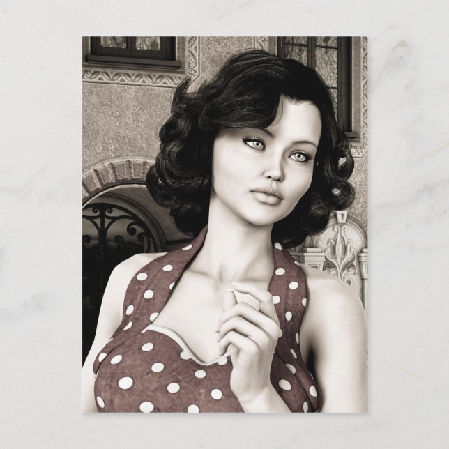 Vintage Glamour Woman Portrait Art Postcard (Front)