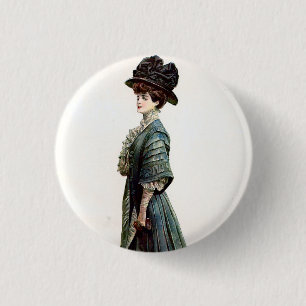 Vintage Glamourous Lady Fashion Illustration 3 Cm Round Badge