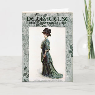 Vintage Glamourous Lady Fashion Illustration     Card