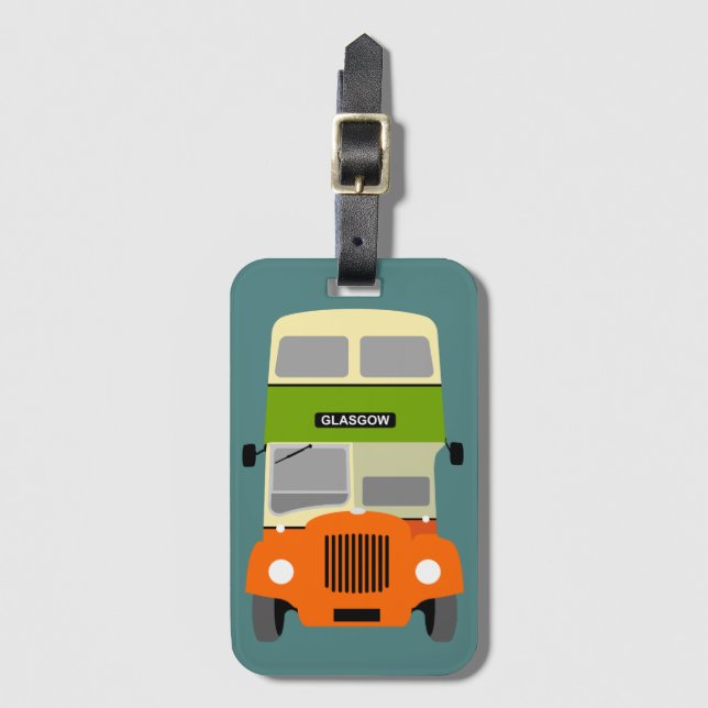 Vintage Glasgow Double Decker bus Luggage Tag (Front Vertical)