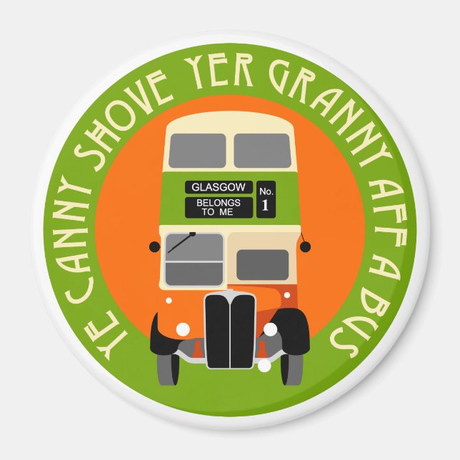 Vintage Glasgow Double-decker bus Magnet (Front)