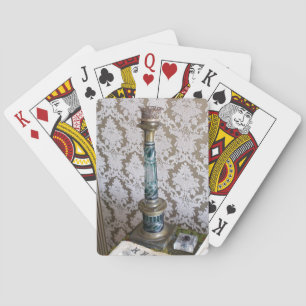 Vintage glass candleholder playing cards