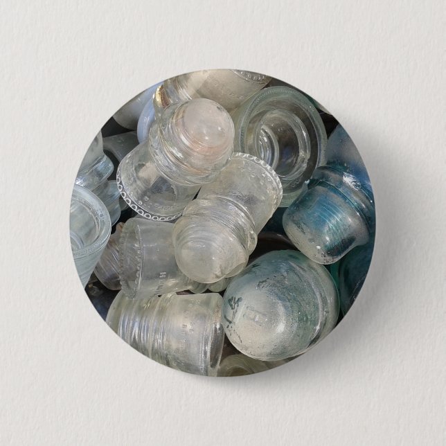 Vintage Glass Insulators 6 Cm Round Badge (Front)
