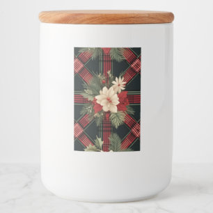 Vintage Glass Jar with Festive Plaid Lid Food Label