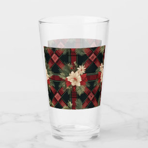 Vintage Glass Water Bottle with Plaid Pattern