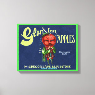 Vintage Glen Ian Apples Logo, Hooper, Washington,  Canvas Print