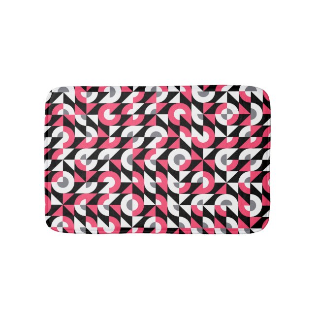 Vintage Glitch: Geometric Abstract Pattern Bath Mat (Front)
