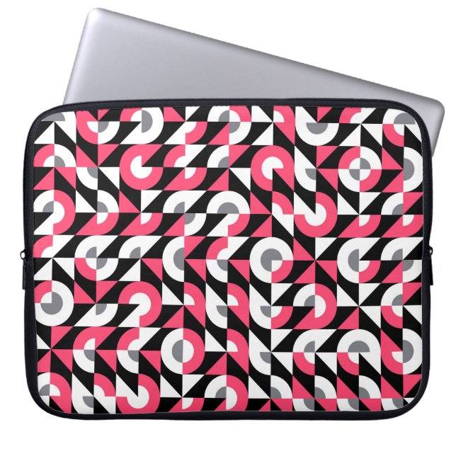Vintage Glitch: Geometric Abstract Pattern Laptop Sleeve (Front)