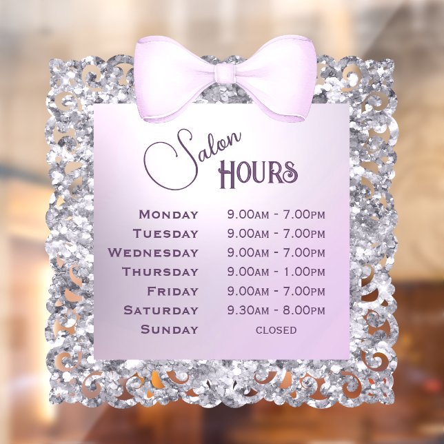 Vintage Glitter Frame Lilac Bow Opening Hours (Sheet 2)