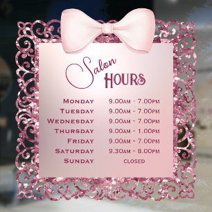 Vintage Glitter Frame Pink Bow Opening Hours