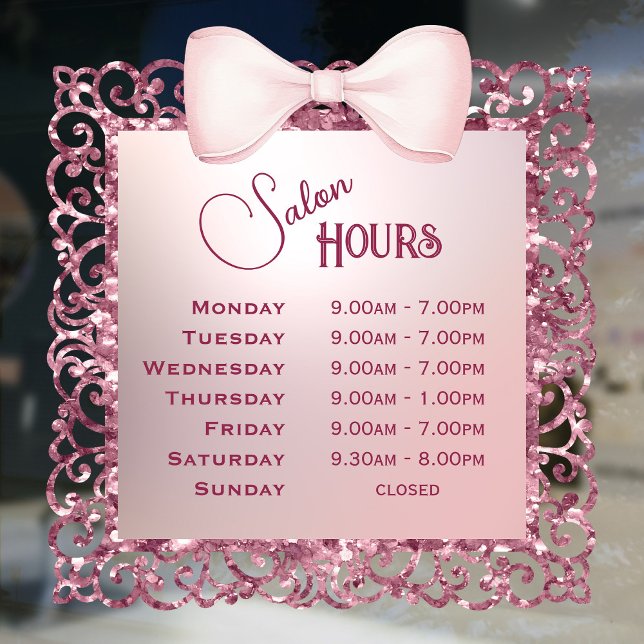 Vintage Glitter Frame Pink Bow Opening Hours (Creator Uploaded)