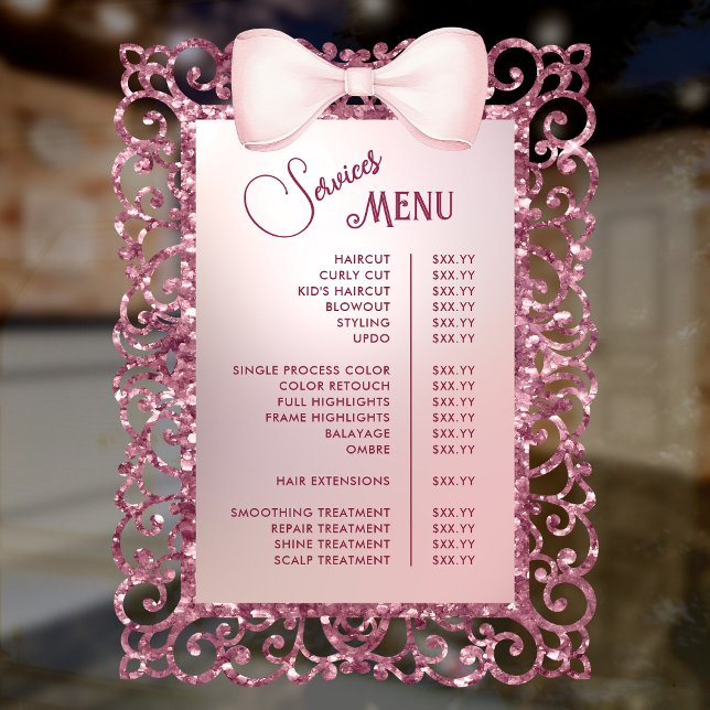Vintage Glitter Frame Pink Bow Services Menu (Creator Uploaded)