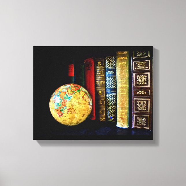 Vintage Globe and Books Canvas Print (Front)