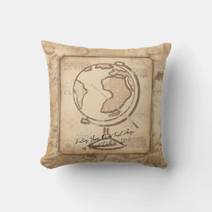 Vintage Globe. Geography & History Teacher Gift Cushion