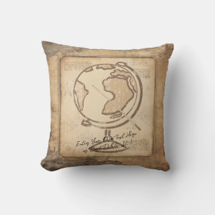 Vintage Globe. Geography & History Teacher Gift Cushion
