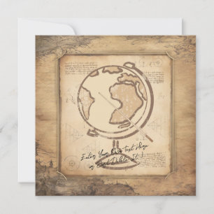 Vintage Globe. Geography & History Teacher Gift Invitation