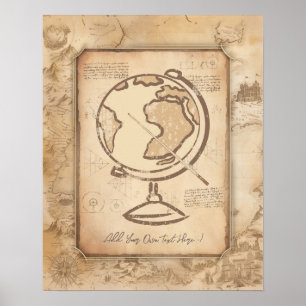 Vintage Globe. Geography & History Teacher Gift Poster