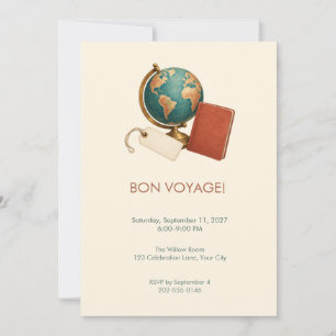 Vintage Globe Passport Bon Voyage Invitation