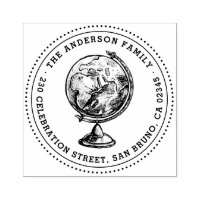 Vintage Globe Round Family Name & Return Address