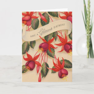 Vintage Glorious Happy Birthday Flowers Card