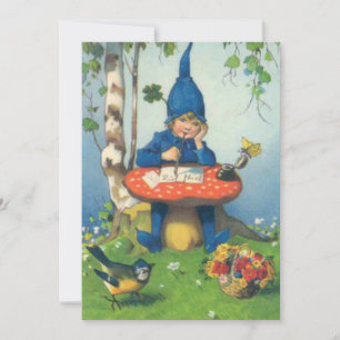 Vintage Gnome and Mushroom Holiday Card