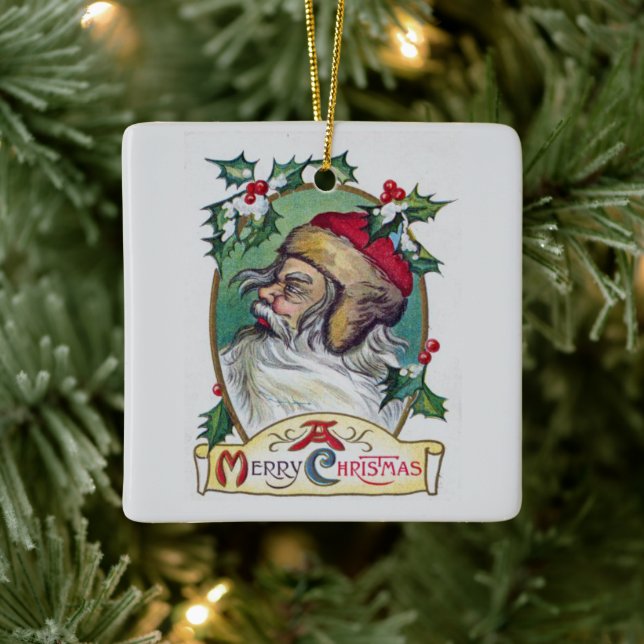 Vintage Gnome Christmas Ceramic Ornament (Tree)