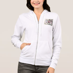 Vintage Gnomes with Red Hearts Drawing Hoodie
