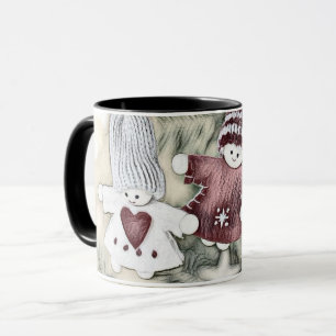 Vintage Gnomes with Red Hearts Drawing Mug