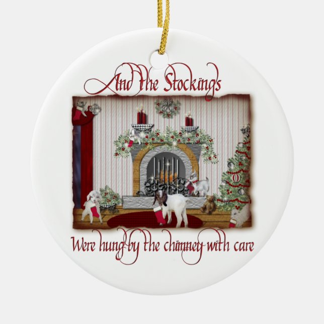 Vintage Goat Christmas Ornament (Front)