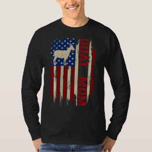 Vintage Goat Mum American Usa Flag Farmingfarmer T-Shirt