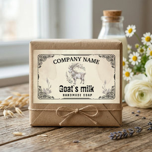 Vintage Goat’s Milk Soap Label- Watercolor Rustic Rectangular Sticker