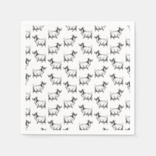 Vintage Goat with Leaf Antique Art CUSTOM BG COLOR Napkin