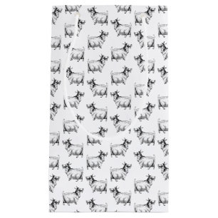 Vintage Goat with Leaf Art CUSTOM BACKGROUND COLOR Small Gift Bag