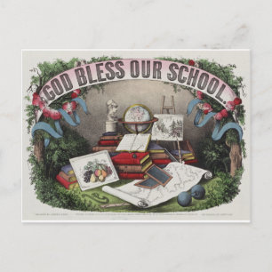 Vintage: God Bless Our Schools Postcard