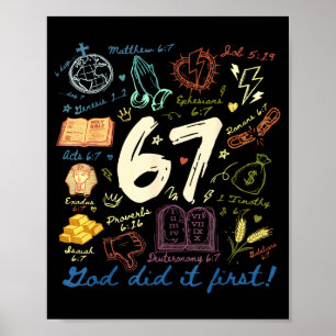 Vintage God Did It First 67 Six Seven Meme Christi Poster