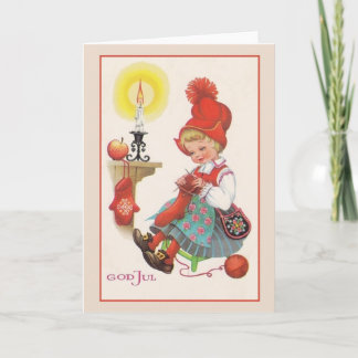 Vintage God Jul Scandinavian Christmas Card