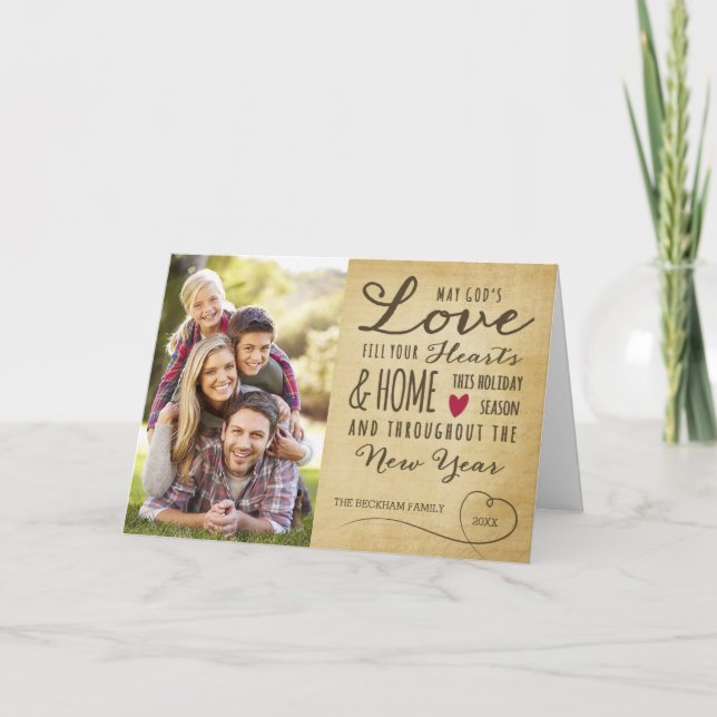 Vintage God's Love Holiday Photo Greeting Card (Front)