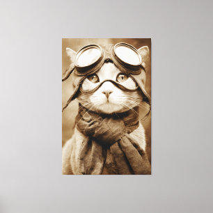 Vintage Goggle Cat Scarf Retro Print