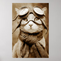 Vintage Goggle Cat Scarf Retro Print