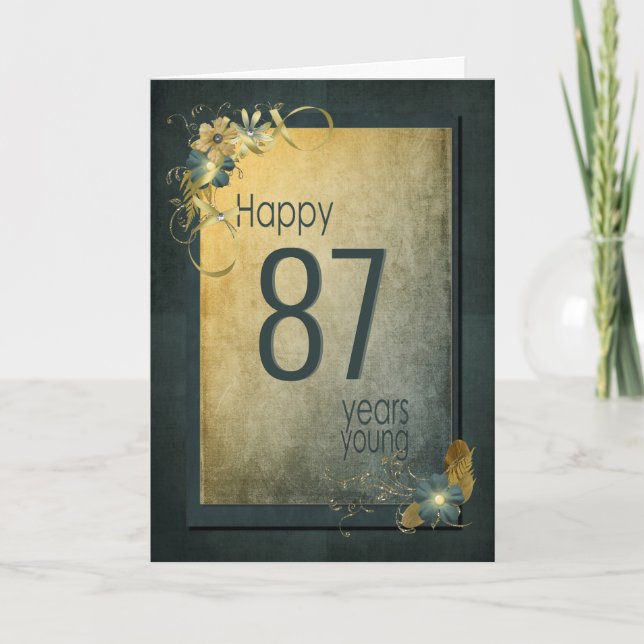 Vintage Gold 87th Birthday Card (Front)