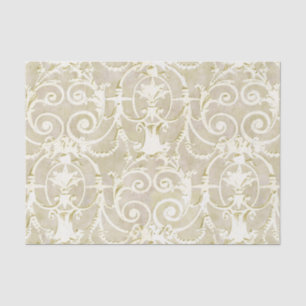 Vintage Gold and Beige Damask Pattern Tissue Paper