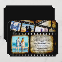 Vintage Gold and Black Film Strip Watercolor