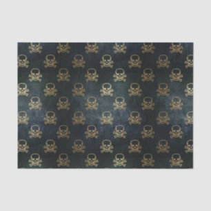 Vintage Gold And Black Pirate Skulls And Bones Tissue Paper