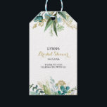 Vintage Gold and Green Eucalyptus Bridal Shower Gift Tags<br><div class="desc">These vintage gold and green eucalyptus bridal shower gift tags are perfect for  a simple wedding shower. The design features hand-painted watercolor green,  gold,  and blue leaves and flowers neatly arranged into bouquets and geometric elegant frames.</div>