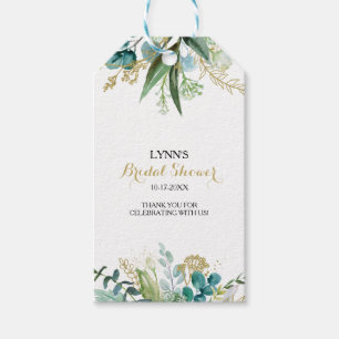 Vintage Gold and Green Eucalyptus Bridal Shower Gift Tags