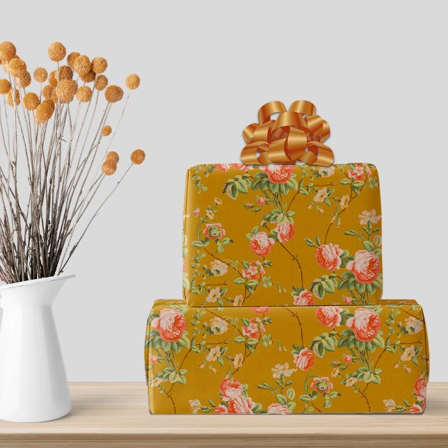 Vintage Gold and Pink Floral Wrapping Paper (Creator Uploaded)