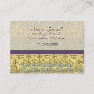 Vintage Gold and Purple Swirly Floral Pattern Business Card