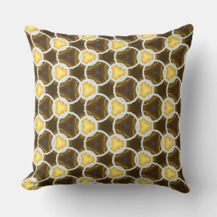 Vintage Gold and Yellow in White Circle Chain Cushion